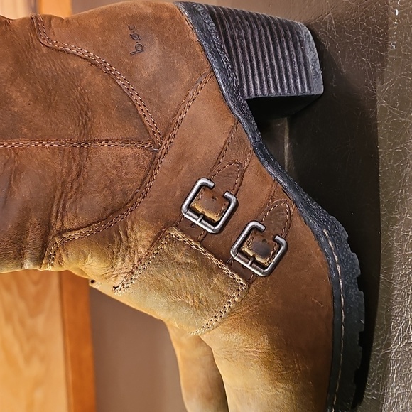 boc Tan Brown Heeled Boots with Buckle Accents - Picture 6 of 11